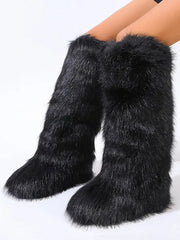 Warmth Thermal Fluffy Faux Fur Mid-calf Snow Boots