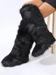 Warmth Thermal Fluffy Faux Fur Mid-calf Snow Boots