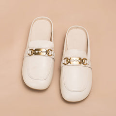 Retro Chain buckle-Detailed Loafer Mules Backless Loafers