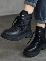 Vintage Leather Lace-Up Martin Boots