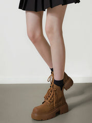 Solid Color Zipper Height Increase PU Solid Color Boots