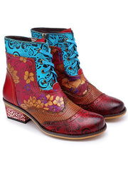 Botas de media caña con tiras y estampado vintage bohemio