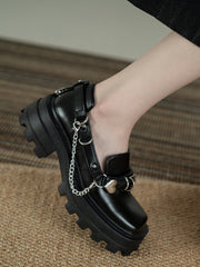 Zapatos planos retro de suela gruesa y sólida