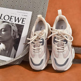 Chunky Sneakers Nylon Mesh Mixed Colors Lace-Up Closure Platform Comfy Lady Casual Shoes Handmade