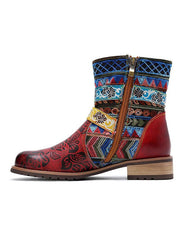 Botines retro con hebilla de cinturón, tacón cuadrado y cremallera lateral