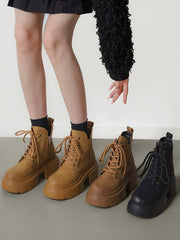 Solid Color Zipper Height Increase PU Solid Color Boots