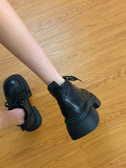 Botas de PU con aumento de altura y cremallera de color sólido