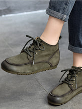 Classic Leather Lace-up Flat Shoes