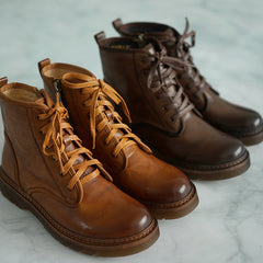 Botas de moda de tacón plano con cremallera lateral