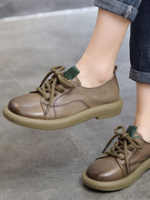 Classic Leather Lace-up Flat Shoes