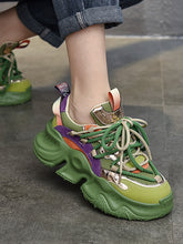 Niche Design Color Blocking Leather Lace-Up Shoes