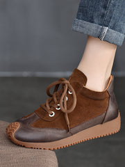 Zapatos casuales de cuero con cordones y empalmes