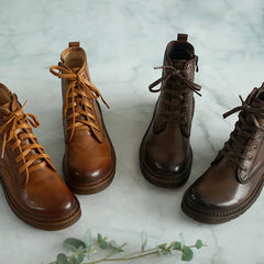 Botas de moda de tacón plano con cremallera lateral