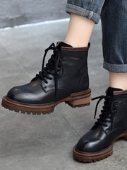 Martin-Stiefel aus Leder im britischen Stil mit seitlichem Reißverschluss