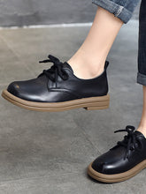 Simple Solid Color Mid Heel Leather Shoes