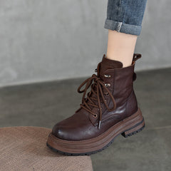 Vintage Leather Lace-Up Martin Boots