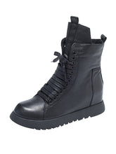 Vintage Round Toe Solid Color Boots