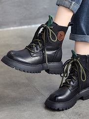 Martin-Stiefel aus Leder im britischen Stil mit dicker Sohle und hohem Schaft