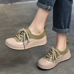 Casual Color Blocking Round Toe Lace-up Shoes