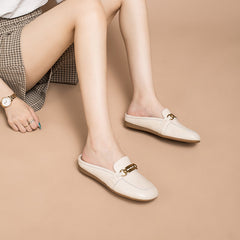 Retro Chain buckle-Detailed Loafer Mules Backless Loafers