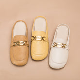Retro Chain buckle-Detailed Loafer Mules Backless Loafers