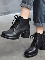 British Style Side Zipper High Heel Boots