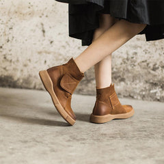 Wachsstiefeletten Martin Stiefeletten mit Klettverschluss und kurzer Plüschsohle zur Auswahl Schwarz/Kaffee