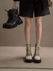Botas de color sólido con cremallera y aumento de altura en V