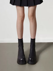 Botas de PU con aumento de altura y cremallera de color sólido