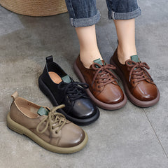 Classic Leather Lace-up Flat Shoes
