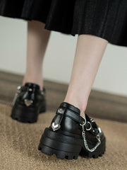 Zapatos planos retro de suela gruesa y sólida