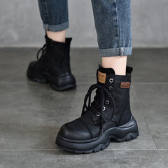 Martin-Stiefel aus Leder im britischen Stil mit dicker Sohle