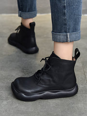 Personalized Leather Flat Bottom Martin Boots