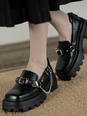 Zapatos planos retro de suela gruesa y sólida