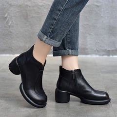 Botas sencillas de color sólido con tacón alto y cremallera trasera