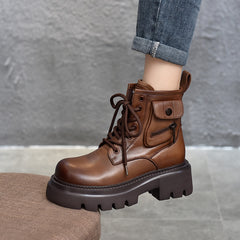 Klassische Martin-Stiefel aus Leder mit Reißverschluss und dicker Sohle