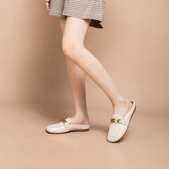 Retro Chain buckle-Detailed Loafer Mules Backless Loafers