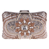 Bolso de noche color champán con cuentas para fiesta