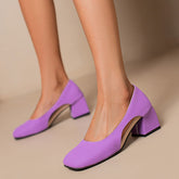 Women's Candy Color Thick Heel Hollow Shoes