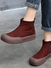 British Style Leather Zipper Short Boots