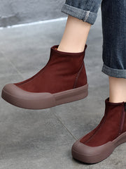 British Style Leather Zipper Short Boots