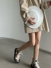 Zapatos planos de lona transpirables de caña alta a cuadros