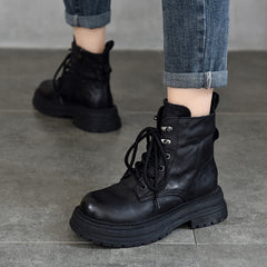 Vintage Leather Lace-Up Martin Boots