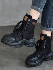 Martin-Stiefel aus Leder im britischen Stil mit dicker Sohle