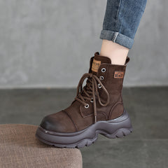 Martin-Stiefel aus Leder im britischen Stil mit dicker Sohle