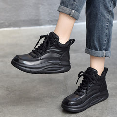 Botas casuales de cuero con bloques de color y suela gruesa