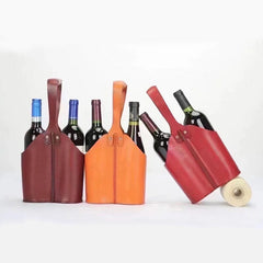 Vintage Rotweinholster aus pflanzlich gegerbtem Rindsleder