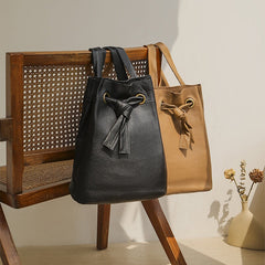 Damen-Rucksack mit Kordelzug und Retro-Schleife