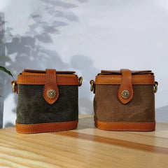 Neue Nischen-Beuteltasche aus Rindsleder-Canvas-Patchwork | Umhängetasche