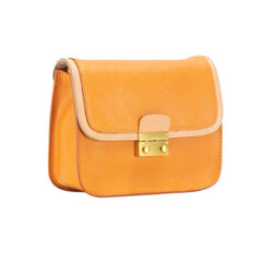 Bolsa de tofu cuadrada pequeña de piel de vaca curtida vegetal clásica en cuatro colores contrastantes